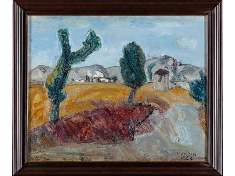 Richard MANDIN (1909-2002): Les deux arbres. Huile sur toile sig