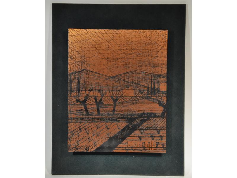 Bernard BUFFET (1928-1999) : Plaque de gravure en cuivre à décor