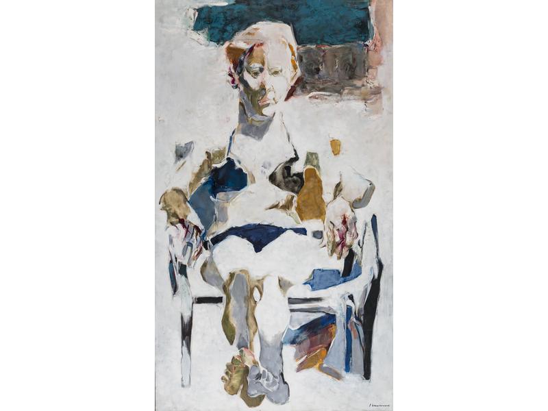 Jean LAMOUROUX (1933-2008) : Elvire.  Grande huile sur toile sig