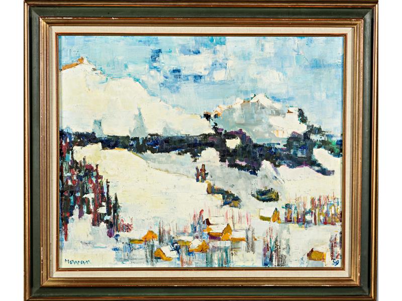 Jean-Jacques MORVAN (1928-2005) : Neige près de Boëge.  Huile su
