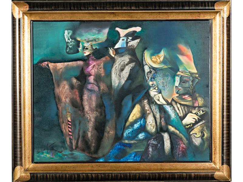 Petre VELICU (1950) : Carnaval de Venise.  Huile sur toile signé