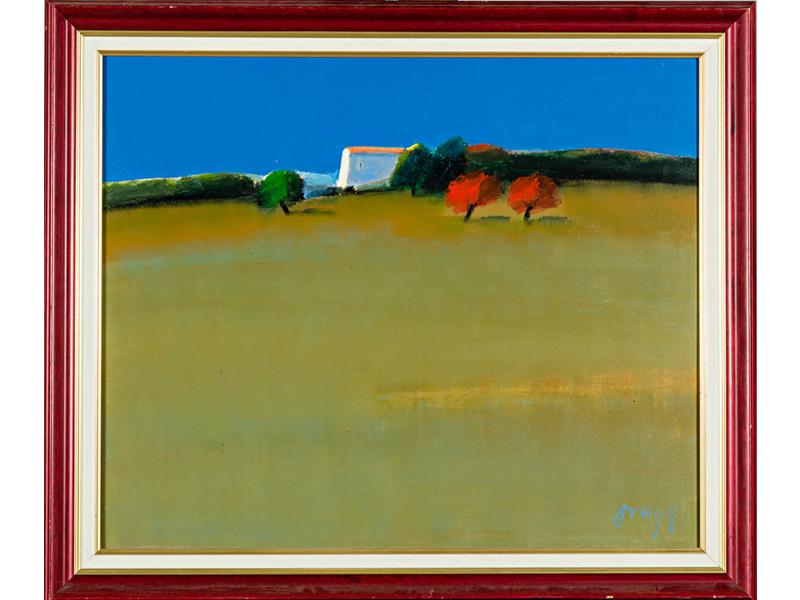 DRAGIC-DRAGAN (1944) : Le mas.  Huile sur toile signée en bas à