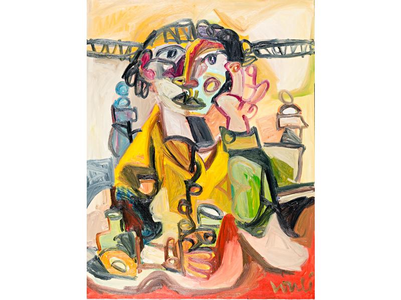Thierry LOULE (1967) : Autoportrait à l'absinthe. Huile sur toil