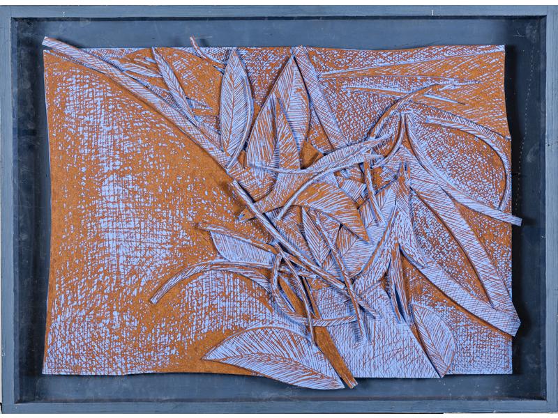 Michel TRINQUIER (1931) : Composition au feuillage sous-verre is
