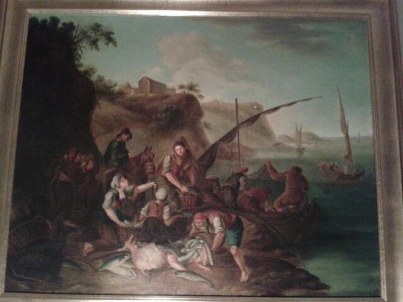 Ecole française Début XIX° siècle - Le retour de la pèche - Huile sur toile. Restaurations. Dim. 65x82 cm.