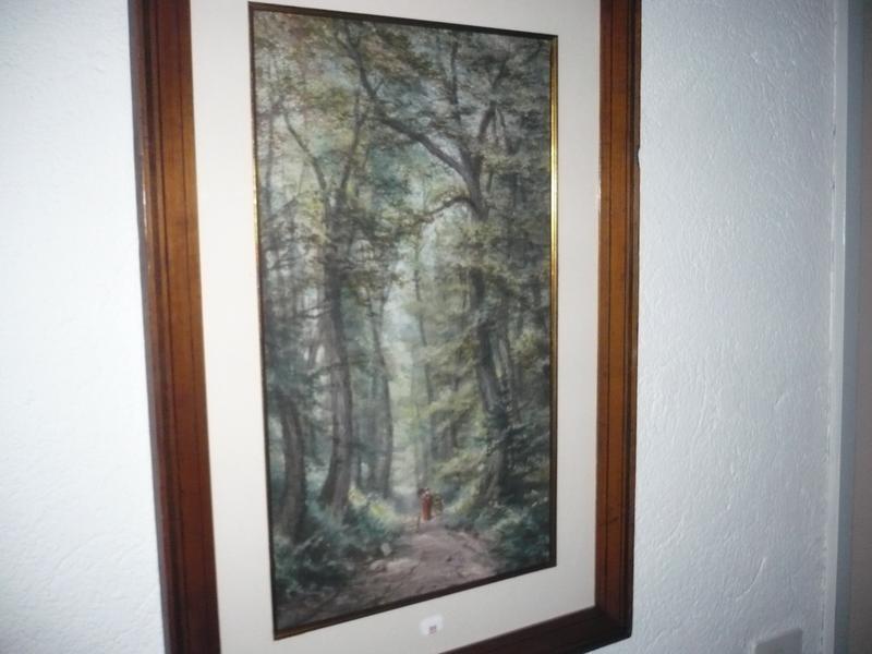 Ecole Française XIX° siècle - Une paire d'aquarelles - Sous-bois animés - Dim. 44x25 cm.