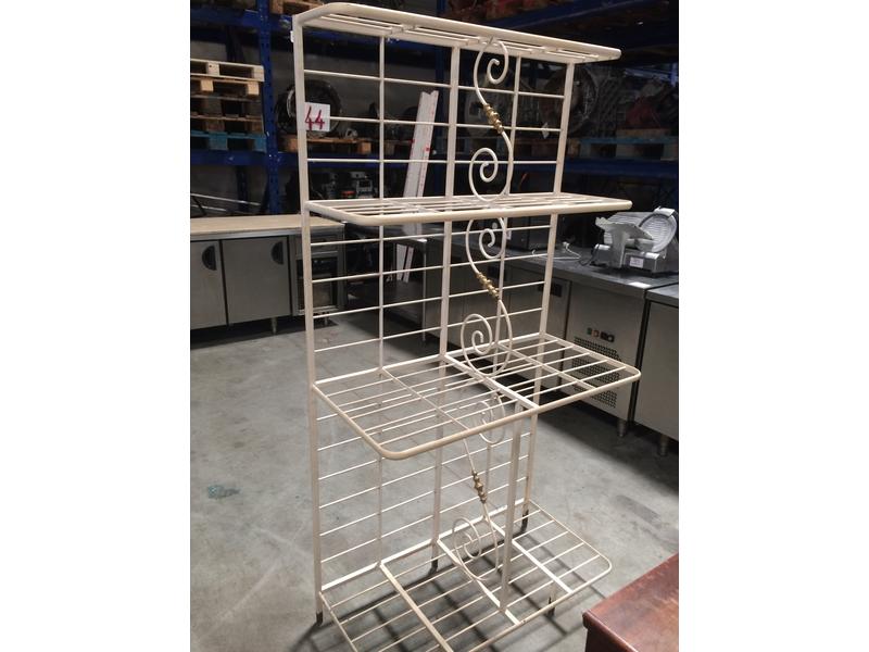 Petite grille de boulanger en fer blanc laqué et laiton à 3 niveaux