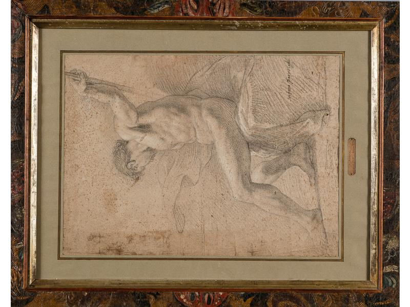 Etienne PARROCEL (1696 - 1776): Portrait académique d'homme. Dessin à la mine de plomb et craie blanche. Signé 'Stefano PARROCEL