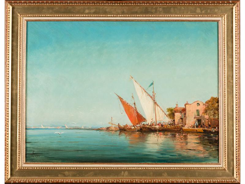 Henri MALFROX-SAVIGNY (1895-1944) : Les voiliers au port. Huile sur toile signée Savigny en bas à gauche. Dim: 67.5x92 cm.  (petit rapiéçage et repeint côté droit)
