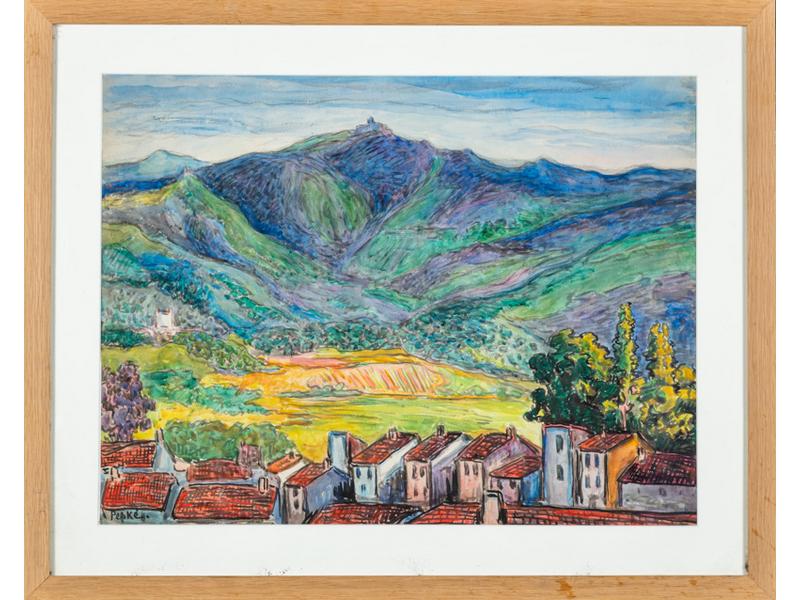 Jean PESKE (1870-1949) : Collioure. Aquarelle signée en bas à gauche.  Dim.: 46x62 cm.