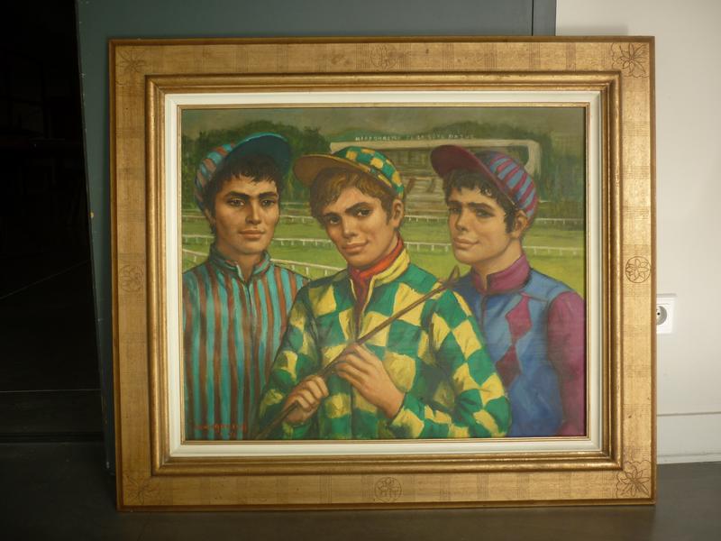 SOUNGOUROFF Anatola (1911-1982) - Le triplé - Huile sur toile signée en bas à gauche, datée 72. Dim. : 60x73 cm.