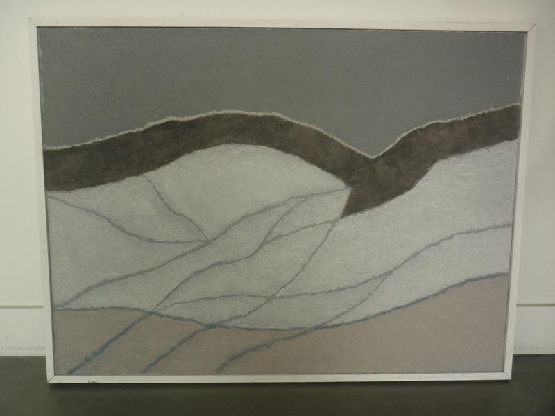 Henri BRUSLEY : Les strates.  Technique mixte sur toile.  Dim.: 60x82 cm.