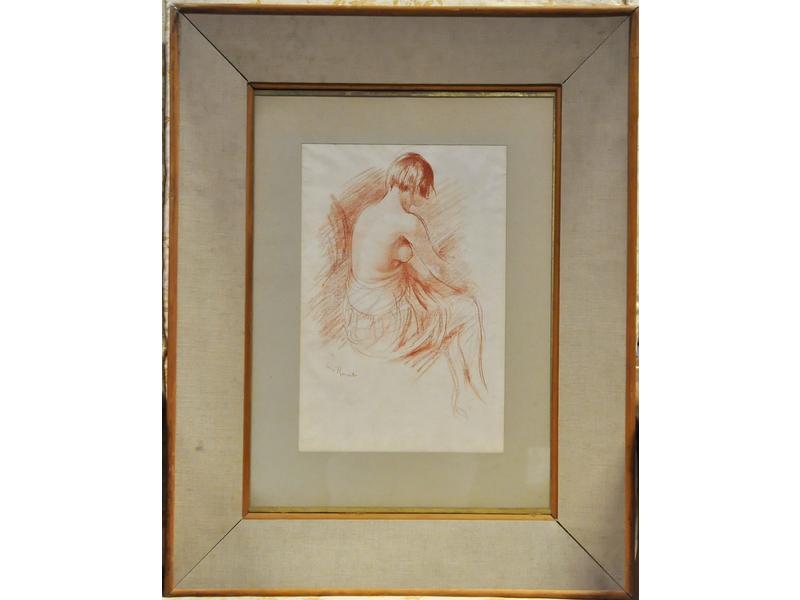 Ernest ROUART (1874-1942): Femme à sa toilette. Sanguine signée en bas à gauche. Dim.: 35,5x24cm