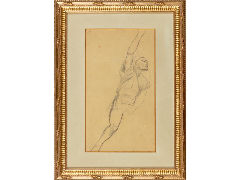 Eugène FROMENTIN (1820-1976) : Etude de personnage.  Dessin à la mine de plomb sur papier calque.  Non signé.  Dim.: 42x24 cm. (petite déchirure côté gauche)