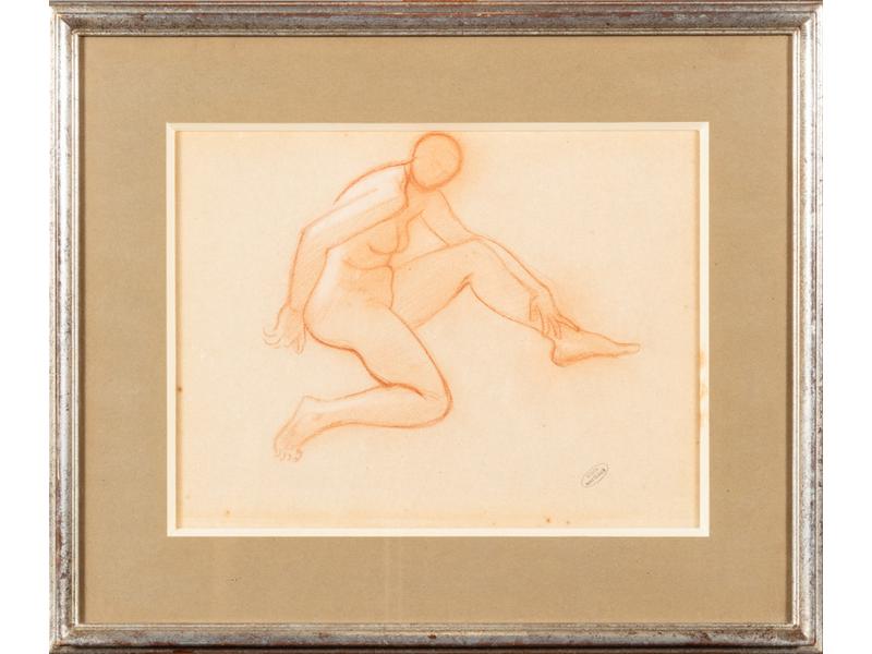 André DERAIN (1880-1954) : Etude de nue de femme.  Dessin à la sanguine signé au cachet d'atelier.  Dim.: 28x37 cm. (six petites rousseurs)