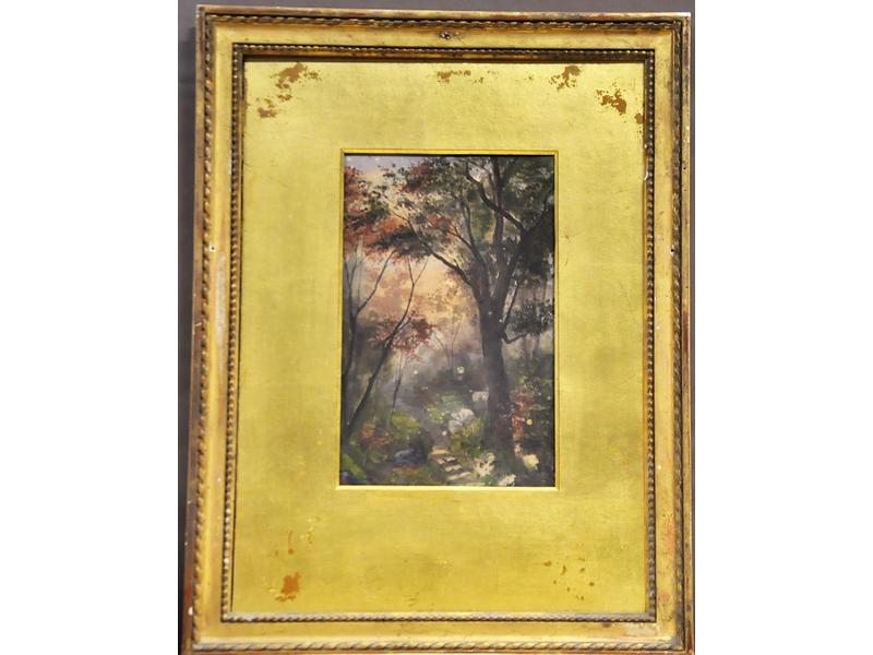 Maurice DUSEIGNEUR (1845-1892): Sous bois. Aquarelle signée en bas à gauche