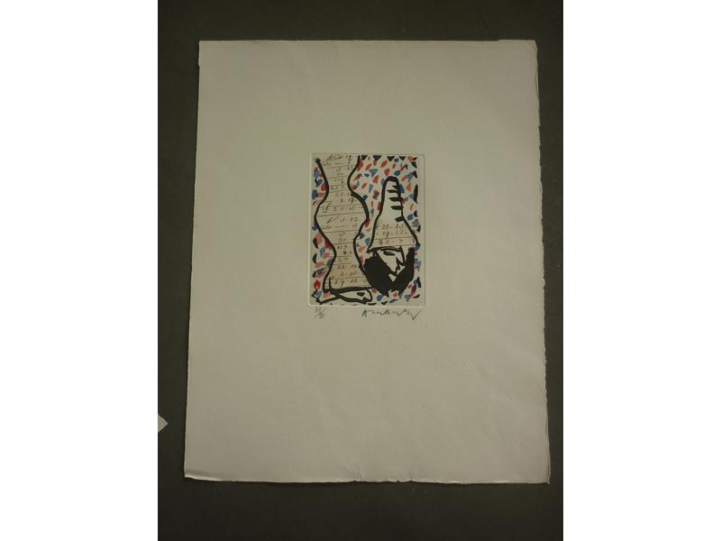 Pierre ALECHINSKY (1927) : Carta Canta.  Eau-forte et aquatinte originale signée, numérotée 31/90.  Dim.: 14.5x11 cm.  Dim. feuille : 42x33 cm.