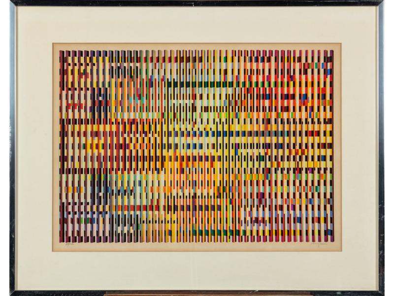 Yaacov AGAM (1928) : Composition cinétique.  Lithographie signée en bas à droite dans la marge et numérotée 88/150.  Dim. : 42x58 cm.