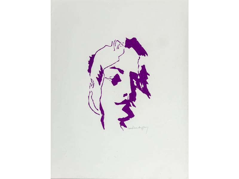 Jean-Pierre JOUFFROY (1933-2018) : Visage.  Lithographie signée en bas à droite.  Dim.: 65x50 cm.