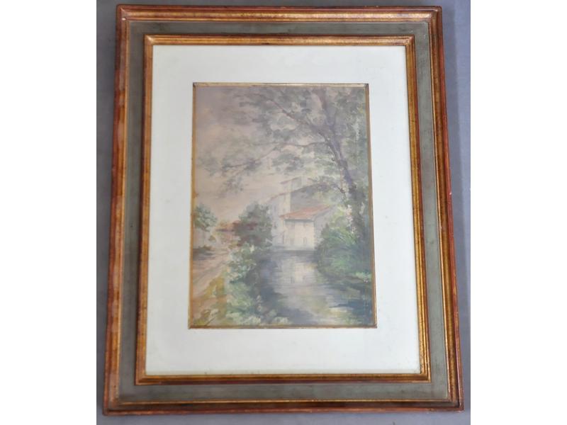 A. CAPEAU: La Barthelasse. Aquarelle.  Dim.: 31x22 cm.
