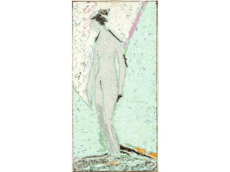 Henri-Julien SEIGLE (1911-1995) : Deux femmes.  Deux tableaux en pendant, huiles sur toiles signées en bas à droite et datées au dos 57.  Dim.: 80x40 cm.