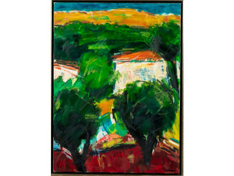 Kaï LINDEMANN (1931-2007) : Vence.  Huile sur toile signée en bas à droite, titrée et datée 91 au dos. Dim. : 126x94 cm.