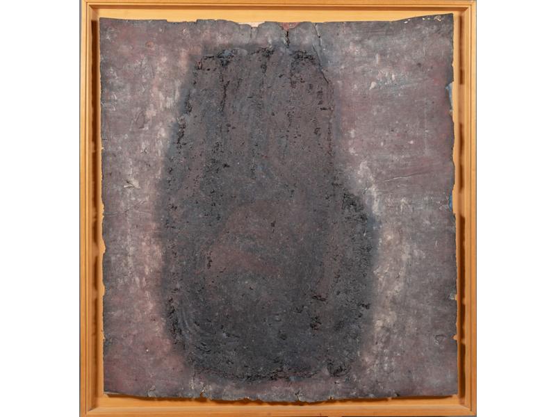 Michel HAAS (1934) : Grande composition.  Technique mixte sur papier, signée en bas au milieu.  Dim.: 130x122 cm.