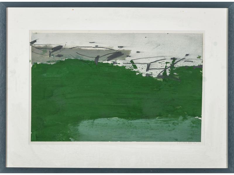 Jean-Pierre SCHNEIDER (1946) : Jardin.  Oeuvre signée en bas à droite au crayon et datée 96.  Dim. : 30x47 cm.