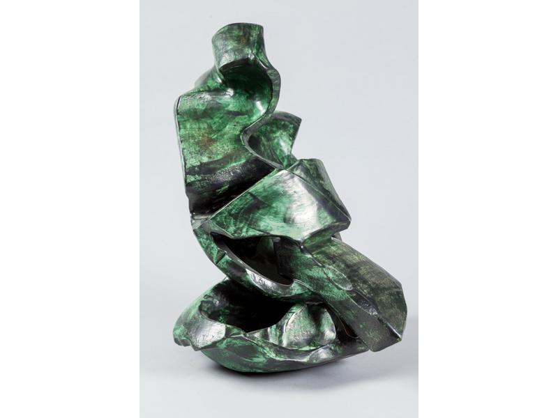 Flavie VAN DER STIGGHEL (1984) : L'oiseau cuivre. Terre cuite émaillée, 2008.  Hauteur : 45 cm.