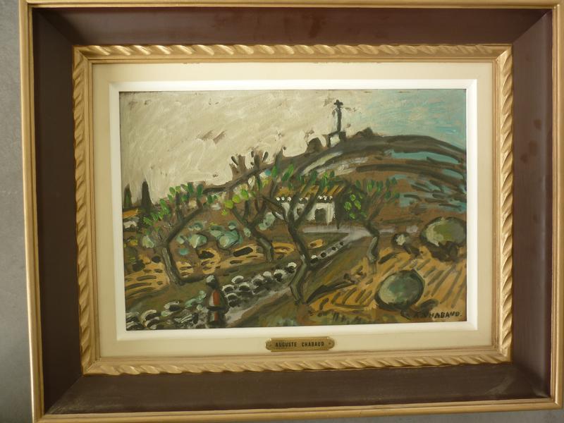 Auguste CHABAUD (1882-1955)  : Personnage sur un chemin. Huile sur carton, signée en bas à droite. Dim : 26x37 cm