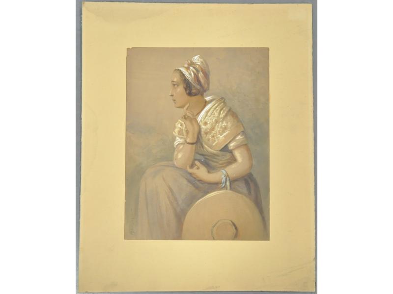 Joseph BONAVENTURE LAURENS (1801-1890): Portrait d'une comtadine. Pastel signé en bas à droite, daté 1868. Dim: 33,5x24,5cm