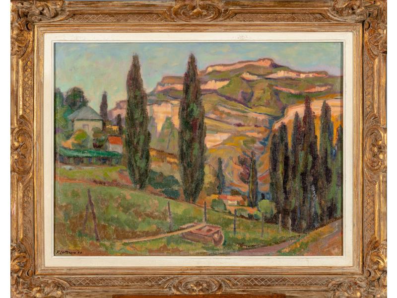 Filandro LATTANZIO (c.1908-1986) : Sainte Victoire.  Huile sur toile signée en bas à gauche et datée 50.  Dim.: 54x73 cm.