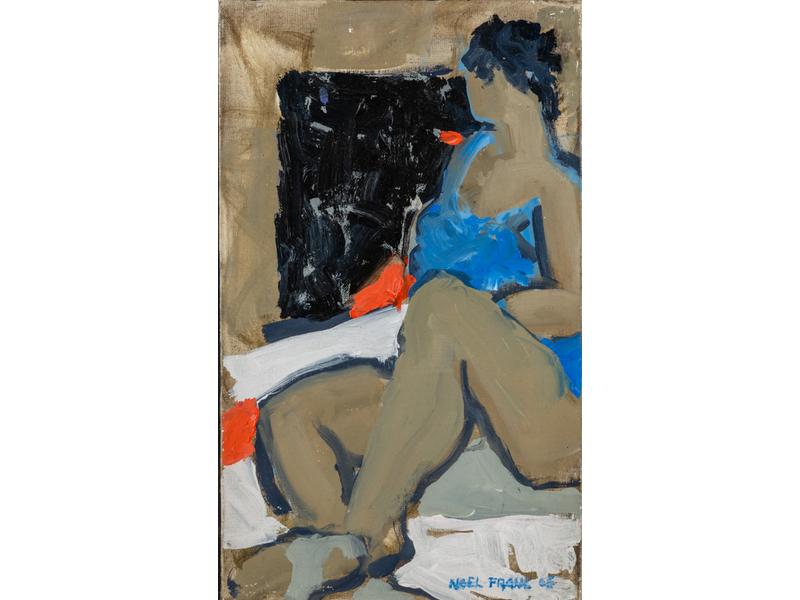 Noël FRANC : Dans l'atelier.  Toile signée en bas à droite et datée (20)06.  Dim.: 55x33 cm.