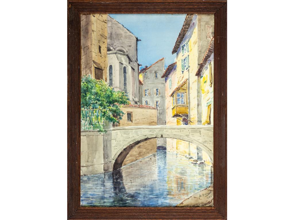 Jean-Baptiste BRUNEL (1850-1929): Quatre vues d'Avignon. Aquarelles. Signées. Dim: 50x38cm.