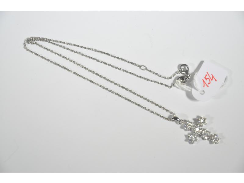 Collier Pendentif 'Goutte' En Argent 925 - Serti De Pierres Blanches - Neuf Avec Étiquettes