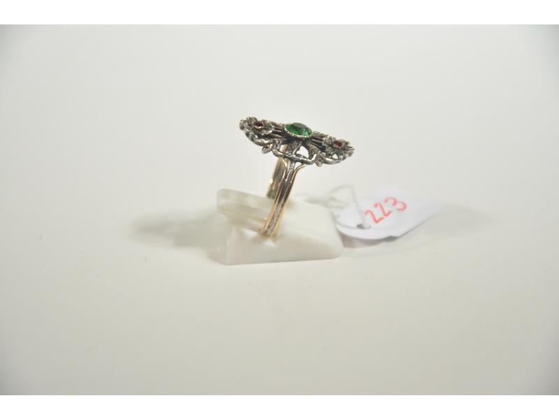 Bague Argent Massif Taille 60 - Modèle Marquise Avec Décor Floral Raffiné
