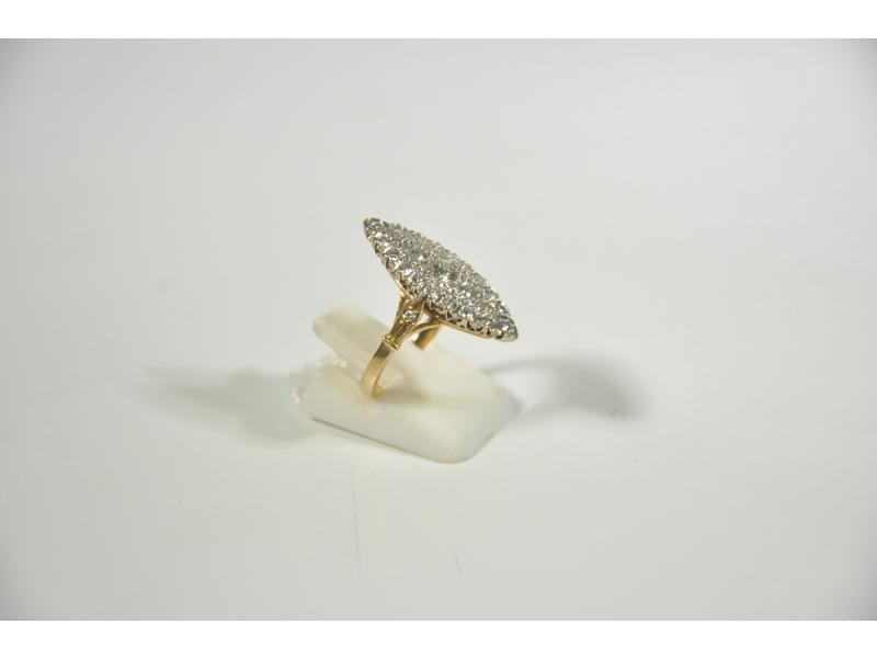 Bague Bandeau En Or 2 Couleurs Avec 14 Diamants (~1,12 Ct) - Occasion, Poinçon Tête D'aigle