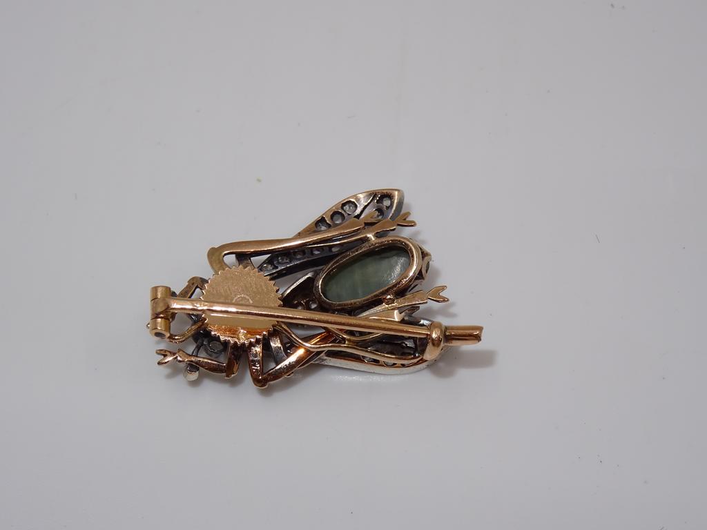 GAS BIJOUX - Broche MOUCHE dorée à l'or fin colorée main image 1