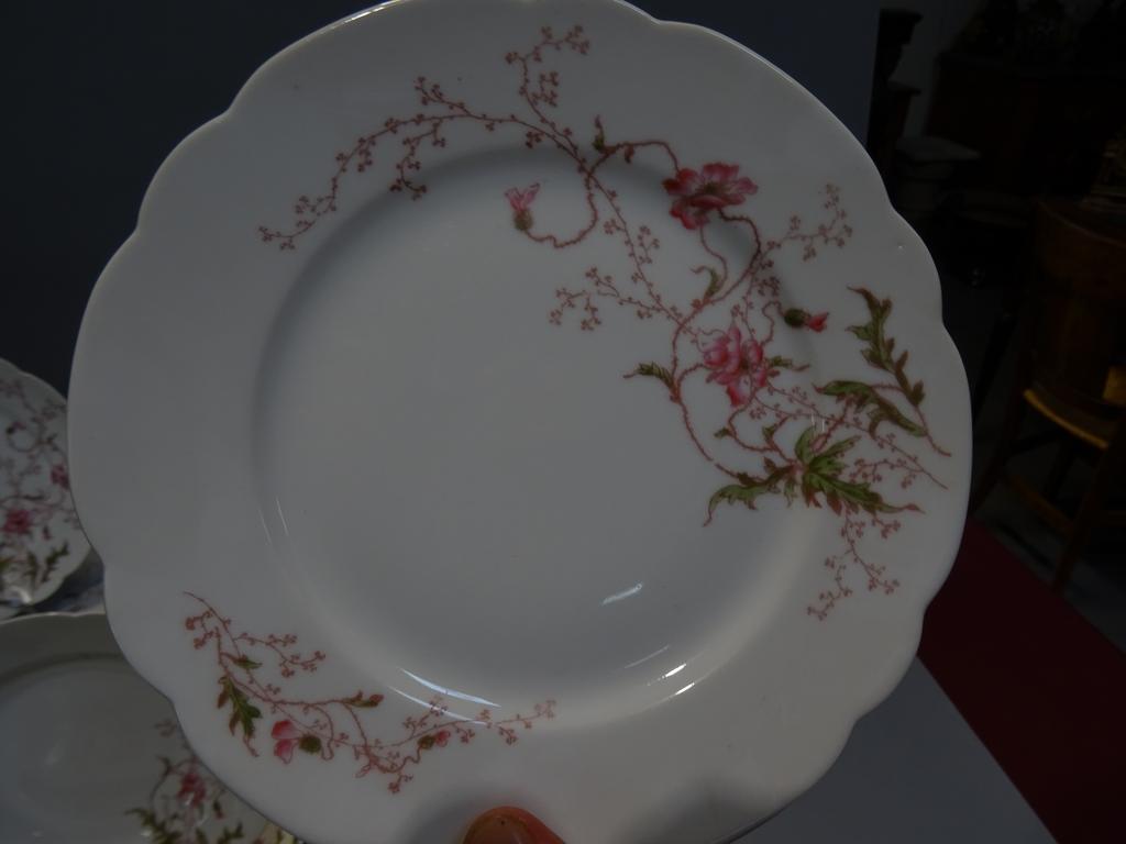Saladier + 8 coupelles décorées en porcelaine de Limoges