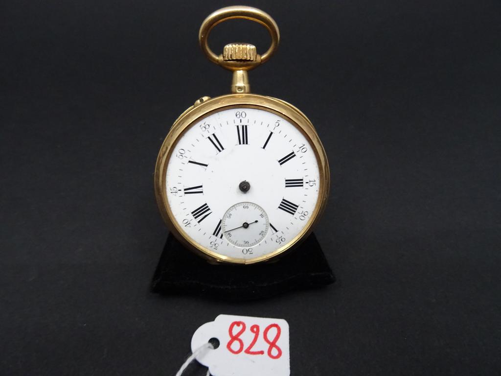 Montre de poche en or, contre boitier en or (sans le verre). Poids brut : 62.4 g
