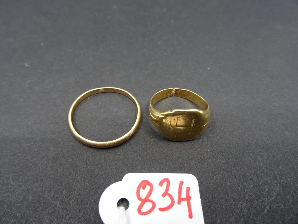 alliance et chevalière (brisée) en or, Poid:7.4 gr