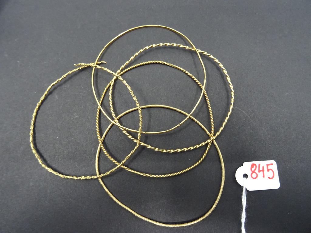 5 bracelets jonc en or ( brisés) Poids: 18.5 gr