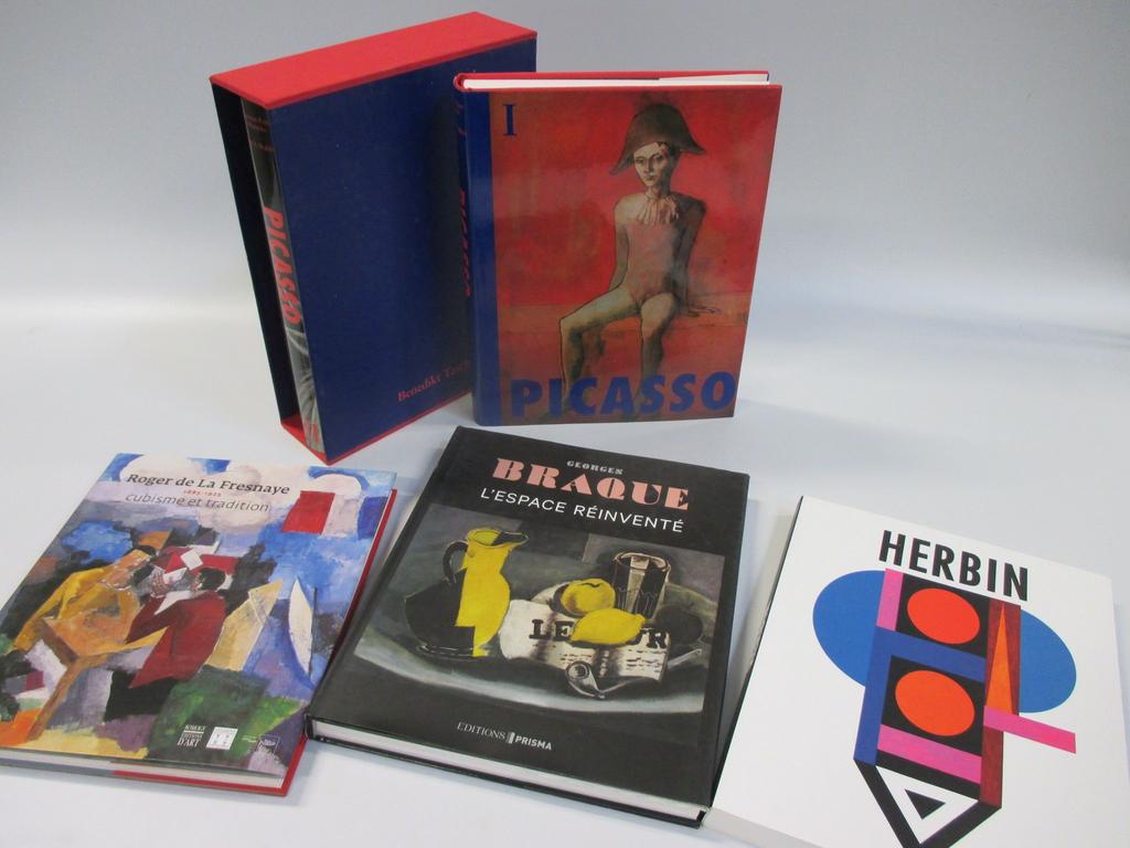 Ensemble de 5 volumes modernes : PICASSO sous emboîtage (2 ouvrages), BRAQUE, de La FRESNAYE, HERBIN .