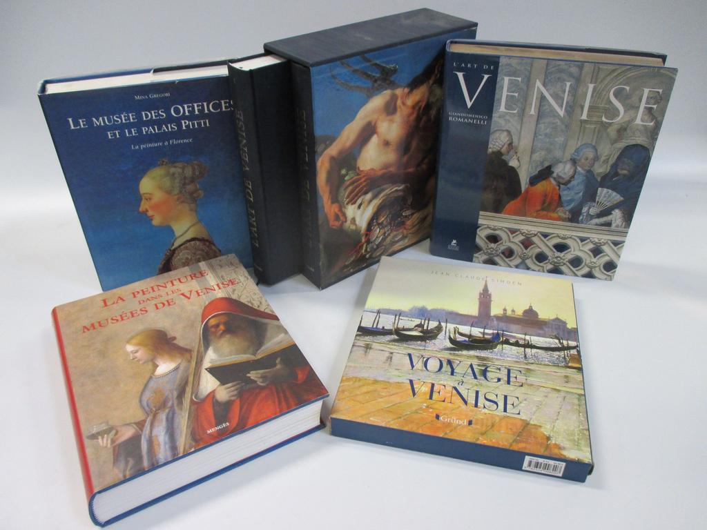 Ensemble de 6 volumes modernes : l'Art de Venise, les Offices et le palais Pitti à Florence