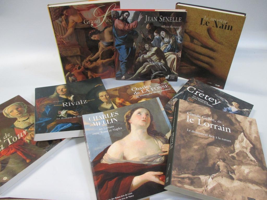 Ensemble de 9 volumes modernes sur l'Art Français au XVIIème siècle dont : DE LA TOUR, LE LORRAIN, DE LA FOSSE etc...
