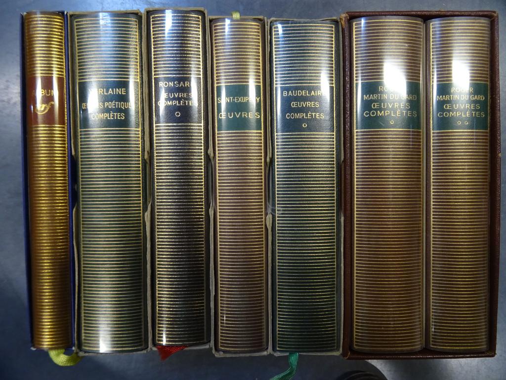 LA PLEIADE : 7 volumes dont : MARTIN DU GARD, SAINT EXUPERY, RONSARD, VERLAINE, BAUDELAIRE et un Album 