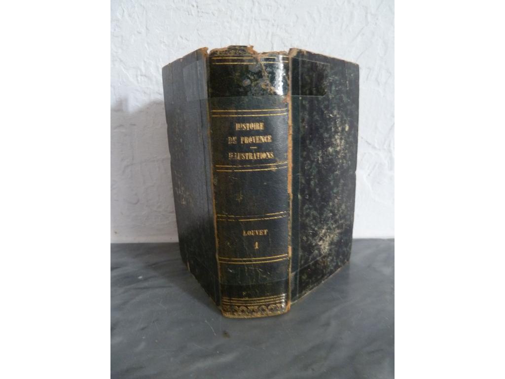 [LOUVET DE BEAUVAIS, Pierre : Additions et illustrations sur les deux tomes de l'Histoire des troubles de Provence.... Aix : David : 1680]. Un volume fort in-12°. Reliure demi-basane noire mi-XIXe, dos lisse orné de double filet doré. Page de titre absente, usures et manques, adhésif en tête. Exemplaire de travail.