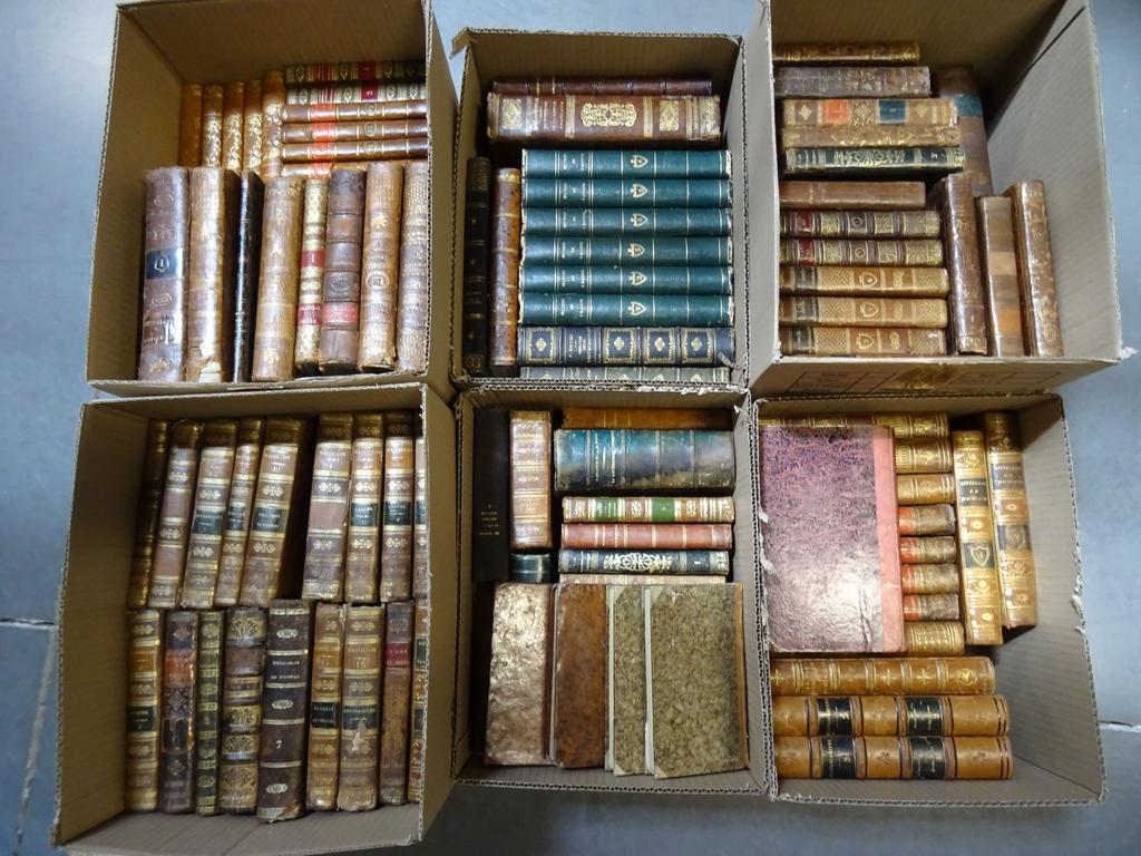 Ensemble de reliures du XIXème siècle. En l'état. En tout 6 cartons
