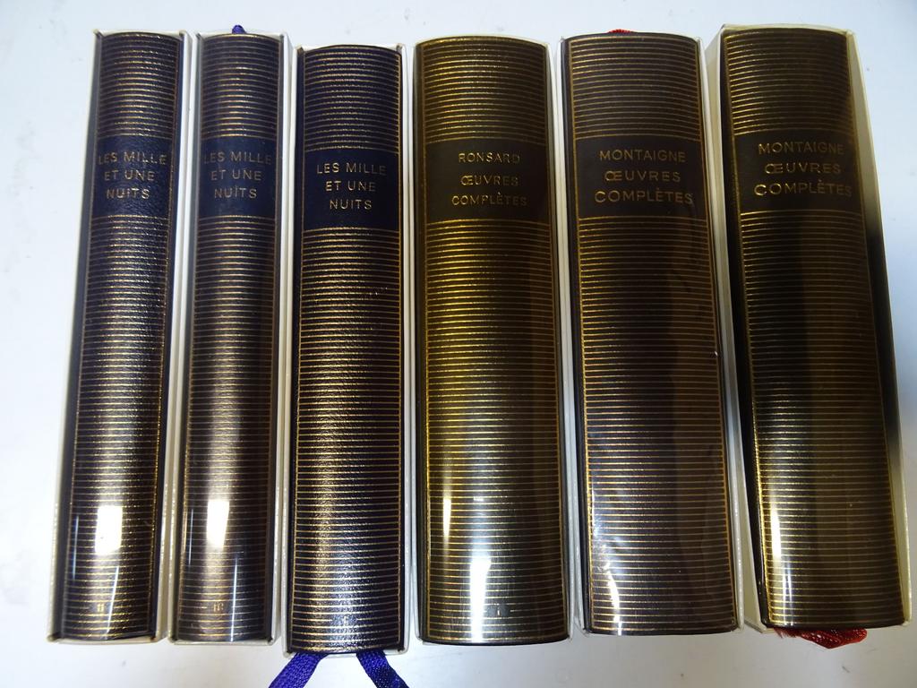 LA PLEIADE : 6 volumes divers dont MONTAIGNE, RONSARD, et les 1001 nuits...