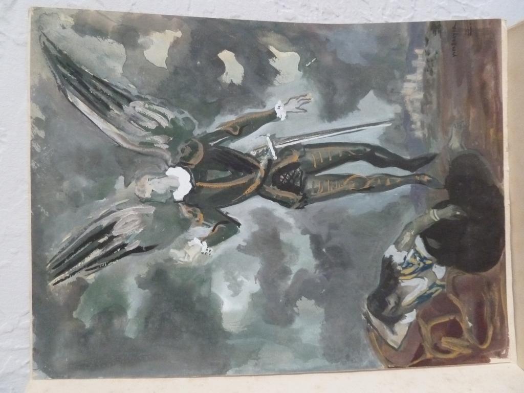 CLAUDEL, Paul. (BRAYER, Yves) : Le Soulier de satin. S.l. [Paris] : Les éditions Coulouma, 1951. Un volume in-4° en feuilles sous couvertures imprimées et rempliées. Chemise au dos titré et étui cartonnés de léditeur. Illustré de 52 gravures sur bois en couleurs dYves BRAYER dont vignette sur titre, 32 en-tête, 4 à pleine page et 15 grand in-texte. Tiré à 210 ex. numérotés. 1 des 20 de tête sur Hollande contenant une gouache originale signée par Yves BRAYER, au format, ayant servie à lillustration (de la page 193), une suite des 19 grands in-texte et pleine page, et la décomposition des bois dune gravure à pleine page. Des rousseurs parfois fortes, surtout au début et in fine. Exemplaire de tête avec suite et une grande gouache signée dYves BRAYER.
